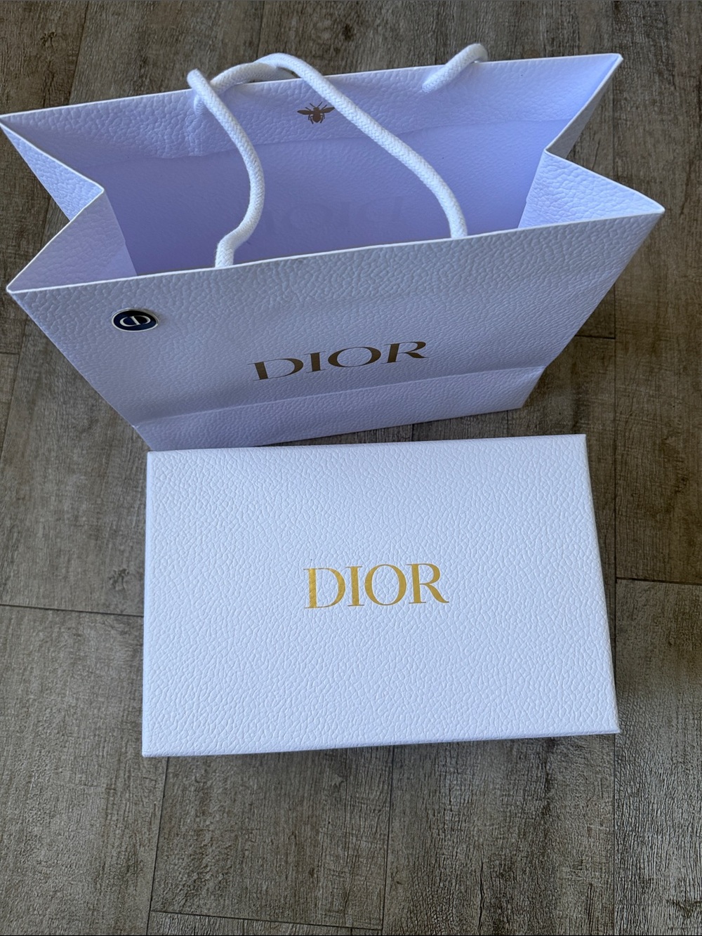 Dior White and Gold Gift Bag & Box Set